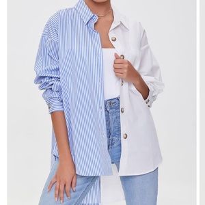 Forever 21 Striped Poplin Shirt oversized
